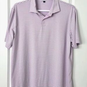 Peter Millar Crown Crafted Polo Shirt Lavender & White Golf Men XL